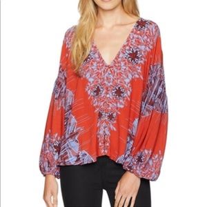 NWT Free People Birds of a feather printed top